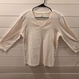Anne Klein Cream V-Neck 3/4 Sleeve Top